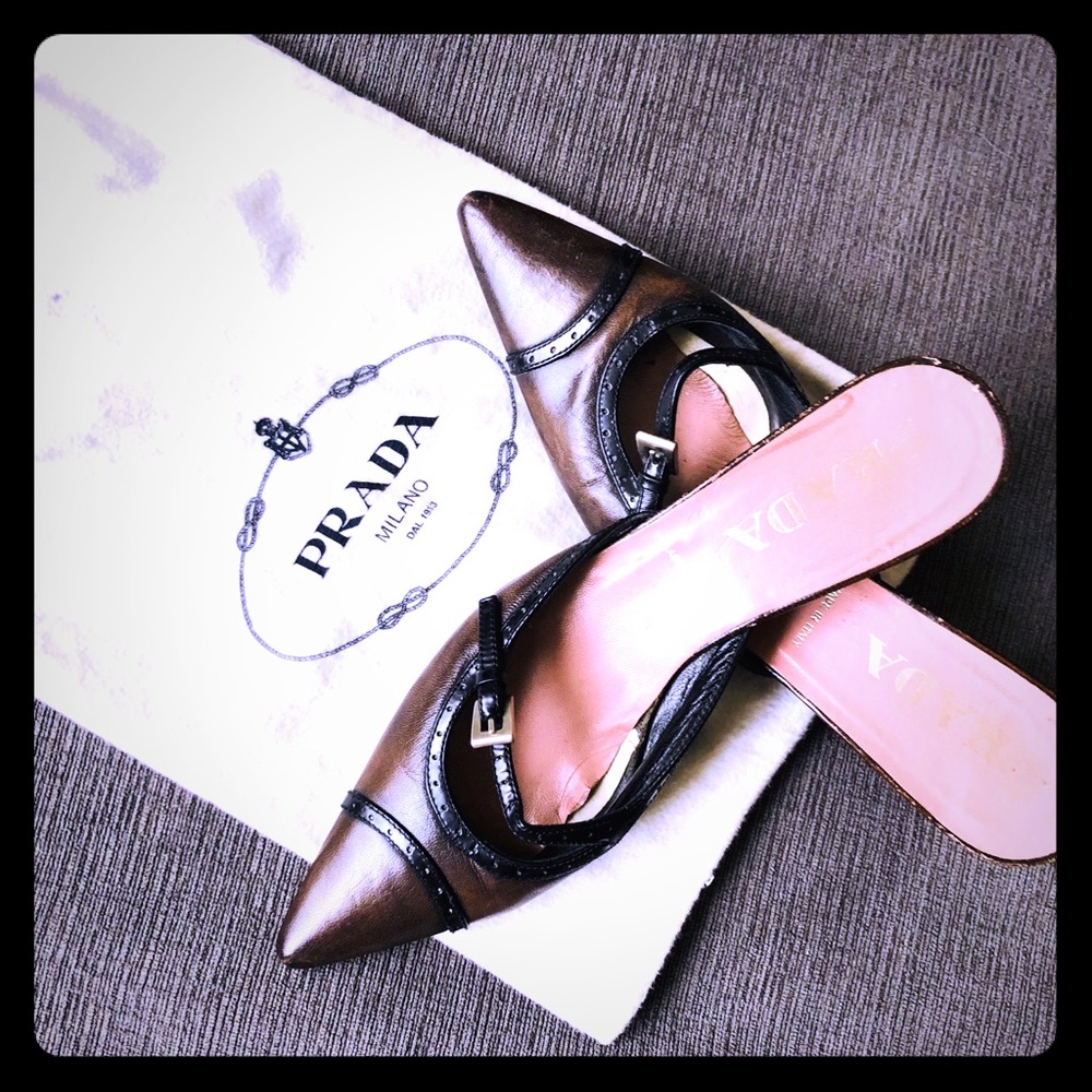 Prada pointy toe kitten heel